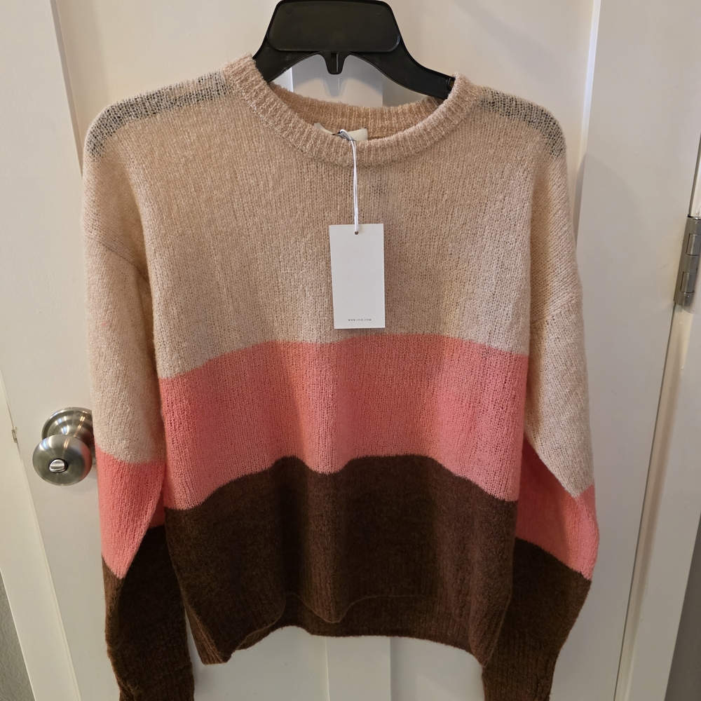 Joie Women's Colorblock Sweater - Pink, Brown, and Tan SM